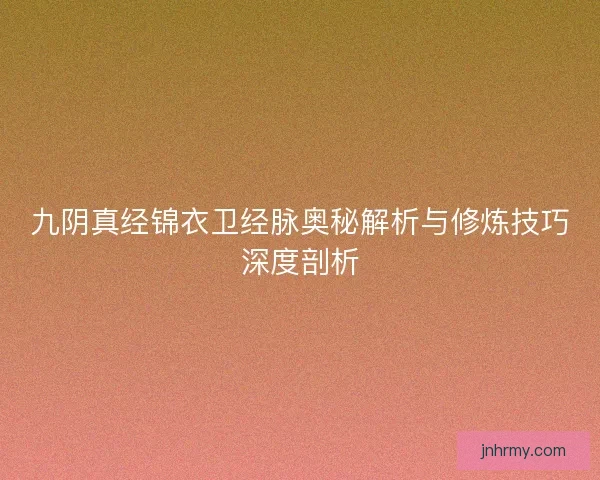 九阴真经锦衣卫经脉奥秘解析与修炼技巧深度剖析